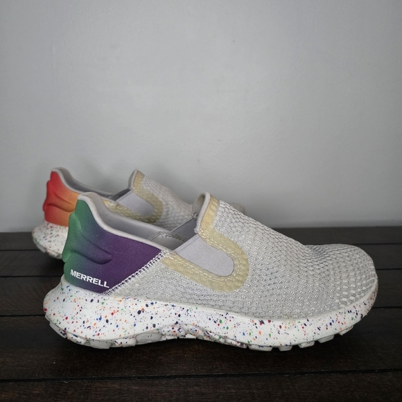 Merrell Women Size 6.5 Gray Cloud Knit Confetti Pride Sneakers J004016 - Picture 1 of 13